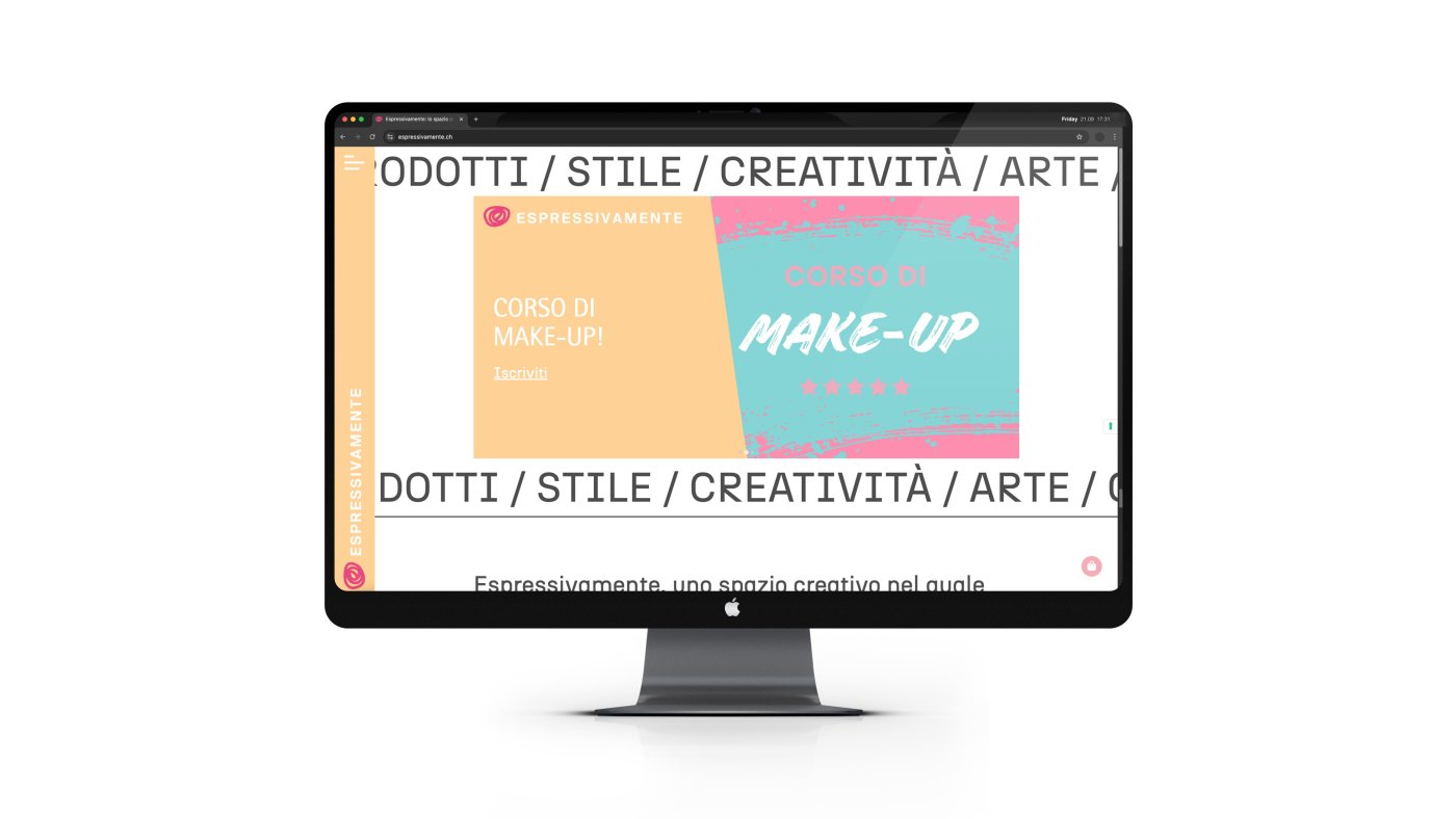 Mockup iMac usato come banner e anteprima nel portfolio Espressivamente