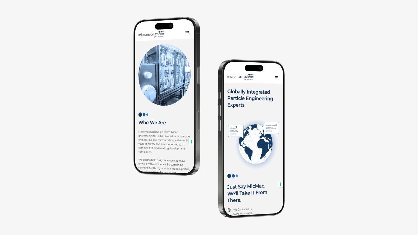 Mockup iPhone con il sito web Micromacinazione
