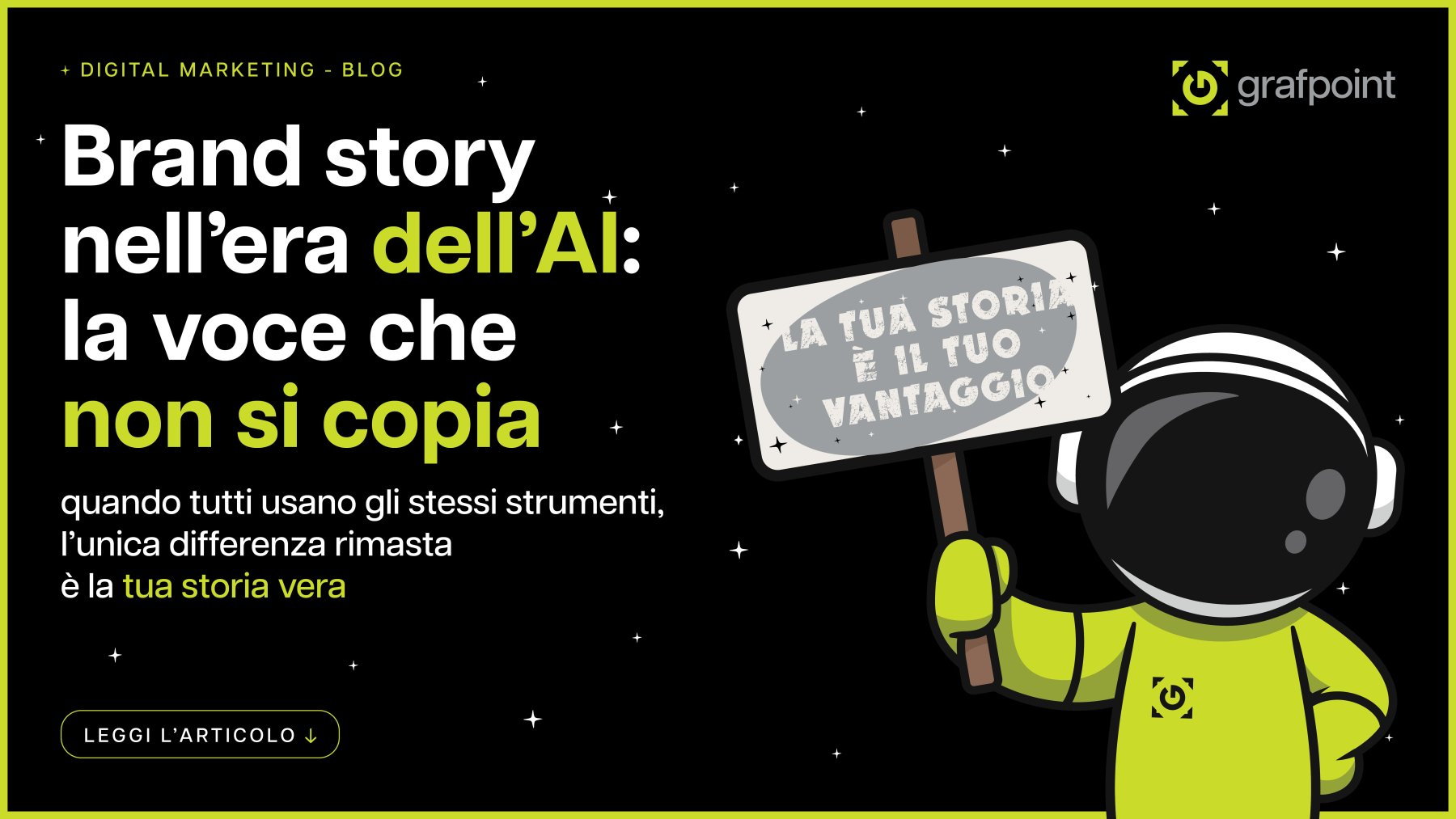 Visual concept for a blog post about authentic brand storytelling when AI tools are widespread