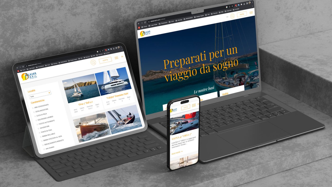 Aladar sail website on different devices